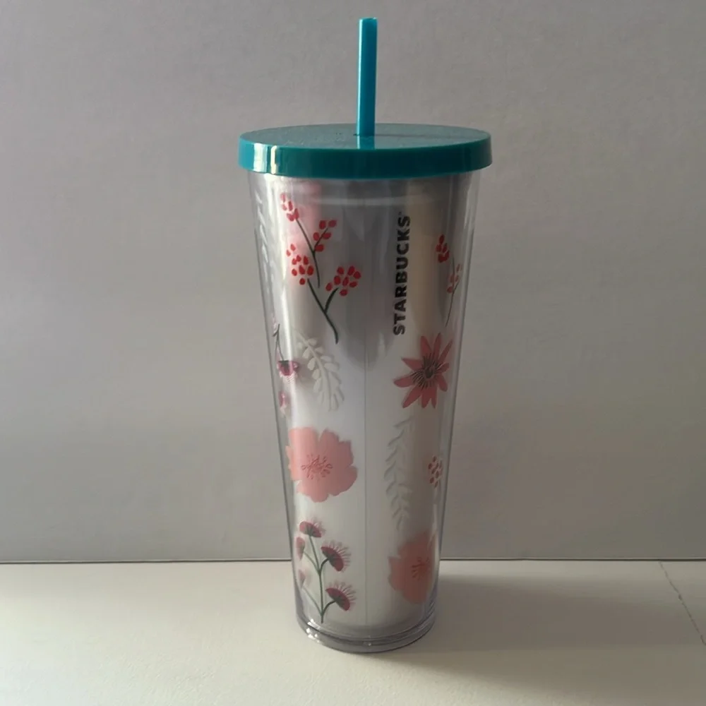 Starbucks 24oz Quetzal Bird‎ Flowers Teal Acrylic Tumbler New 2017